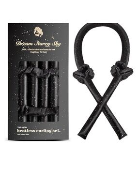 Dream Starry Sky Satin Heatless Curling Set - Black with Silver Speckle